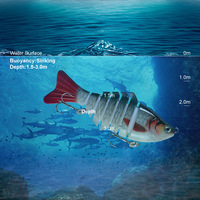 Vente en gros 16g/10cm leurre de pêche méné multi-articulé yeux 3D appât dur segmenté eau salée multi-sections coulant leurres de pêche
