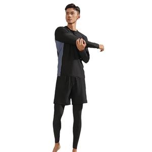 Men's Swimwear Set Long Sleeve Quick Dry Solid Color Knitted <b>T</b>-<b>Shirt</b> And Shorts For <b>Swimming</b> Running Wading Adult - Product Image 1