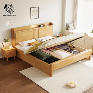 Cama de almacenamiento de madera de tamaño completo, nueva moda, muebles de dormitorio, con logotipo personalizado, precio más bajo, gran stock, envío inmediato, suministro de China - Product Image 4