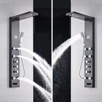 Vente à chaud Salle de bain Acier inoxydable LED Cascade Panneaux de douche Colonne de douche noire murale