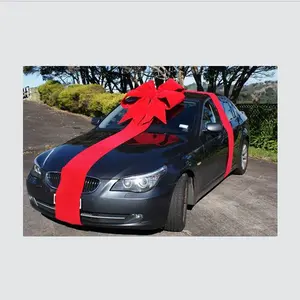 自動車ディーラーの車のショーの装飾のためのホット販売36インチの赤い巨大なクリスマス植毛ベルベットリボン3D構造パッド入り弓