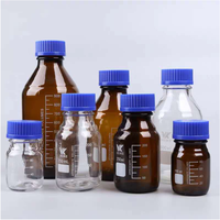 Bouteille de réactif en verre ronde graduée en gros bouteille en verre de laboratoire de stockage de réactifs bruns 100ml 250ml 500ml 1000ml