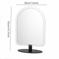 Miroir LED en acrylique Popsicle 36x50cm, miroir de maquillage éclairé à bord texturé, miroir de maquillage à commande tactile avec support en fer