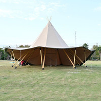 Tenda Glamping Mewah Tipi dari Kain Oxford Tahan Air, Ramah Lingkungan, dan Tahan Api untuk Pernikahan, Pameran Dagang, 20-120 Orang