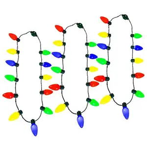 13 Bulbs LED Light Up Christmas Customize bundle package Christmas Party Favors Light Up Bulb Necklace Xmas LED bulb necklace