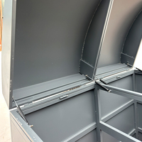 Abri pour poubelle extérieure en acier galvanisé, bac de rangement sur pied avec couvercle pliable, abri pour poubelle à roulettes en métal pour usage industriel