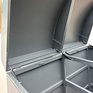 <span class=keywords><strong>Poubelle</strong></span> d'extérieur en acier galvanisé, seau <span class=keywords><strong>de</strong></span> rangement sur pied avec couvercle pliable, <span class=keywords><strong>poubelle</strong></span> à roulettes en métal pour usage industriel - Product Image 2