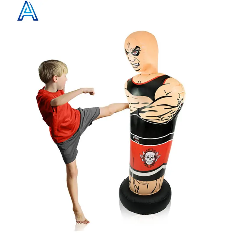 3D karikatür adam şekil tasarım vinil PVC hava darbe şişme boks torbası kicking için delme çantası spor spor oyuncak