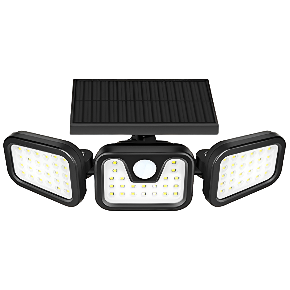 Waterproof IP65 Motion Sensor Led Lighting Porch Balcony Solar Garden Lights Exterior Solar Wall Lamp With 3 Heads 3 Modes 74LED
