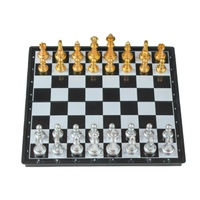 Jeu d'échecs magnétique haut de gamme en or et argent, pliable et portable pour débutants et enfants