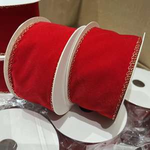 100% Polyester anpassbare karierte rote Samtband <span class=keywords><strong>2</strong></span> 1/<span class=keywords><strong>2</strong></span> Zoll breit 10 Yards lang für Weihnachten Home Decor Kränze - Product Image 3