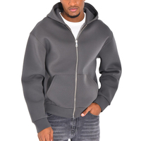 Sweat à capuche en polyester brillant pour homme, coupe ajustée, fermeture éclair, avec tissu interlock épais de poids moyen, tissu respirant