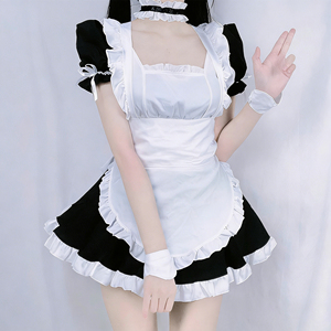 Abito da cameriera con volant bianco e nero, stile Lolita, costume cosplay, set per gioco di ruolo anime, stile anime giapponese originale, Kasugano Dome <span class=keywords><strong>Maid</strong></span> - Product Image 3