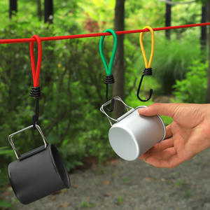 Corde élastique d'extérieur avec crochet, 6mm, en nylon, 15cm, multifonctionnelle, pour le camping, la fixation de tentes, de bâches et de piquets au sol - Product Image 2