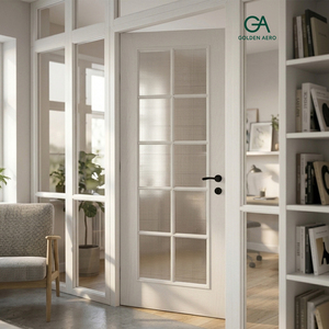 Porte française GA-09G avec cadre blanc de qualité supérieure et élégant panneau en verre - Product Image 2