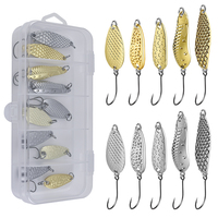 Ensemble de leurres de pêche en eau douce Palmer, cuillères métalliques en forme de feuille, avec hameçons triples, appâts insectes pour bar.