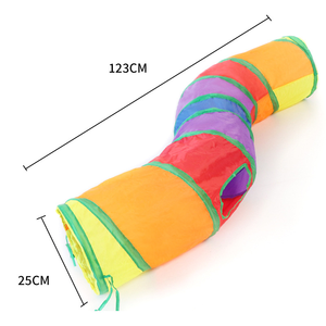 <span class=keywords><strong>Tube</strong></span> de tunnel pour chat de couleur arc-en-ciel avec balle de jeu Nouveau design de tente pliante interactive froissée pour chats - Product Image 4