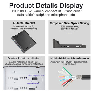 Panel frontal ULT-unite con soporte de audio Placa base de 20 pines a puerto dual USB 3,0 HUB + Cable de audio para unidad de disquete - Product Image 4