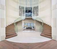 Escalier d'intérieur moderne en colimaçon à double marche en acier, bois et fer avec marbre pour villa ou appartement Ascendeur en spirale incurvé