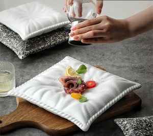 Assiette carrée classique en céramique pour dîner, plats froids, sushis, pâtes, desserts, salades, pour restaurant, fête, vaisselle de table - Product Image 1