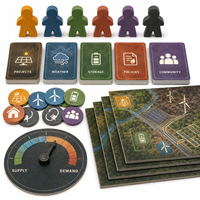 Jeu de société personnalisé sur la stratégie solaire communautaire d'énergie renouvelable, jeu de cartes pliables à quatre panneaux en carton
