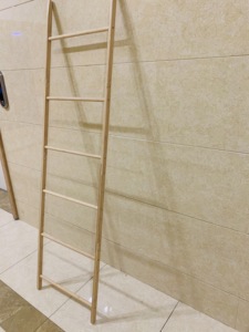 Bathroom Bamboo 5-Tier Wall Ladder for <strong>Hanging</strong> <strong>Towels</strong> Durable and Stylish 5-Layer Design - Product Image 3