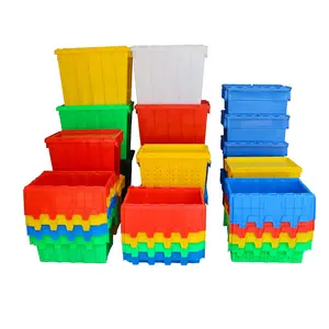 Cajas de almacenamiento de plástico con tapa ajustable, caja de almacenamiento apilable de alta resistencia con tapa