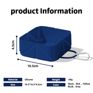Tazón de Agua Plegable de Silicona para Mascotas, Portátil, Cuadrado, Plegable, de Grado Alimenticio, a Prueba de Fugas, para Viajes, para Perros y Gatos, para Campamento y Senderismo - Product Image 5