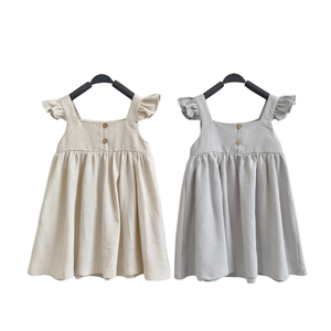 Robe d'été pour enfants, style court, design vif, joyeux, mignon, élégant, en coton et lin, avec imprimé, pour sortir - Product Image 2