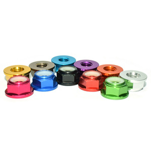 Écrou à bride en alliage d'aluminium M3, tête hexagonale, anodisé, avec anneau en nylon autobloquant anti-desserrage, filetage métrique à droite - Product Image 1
