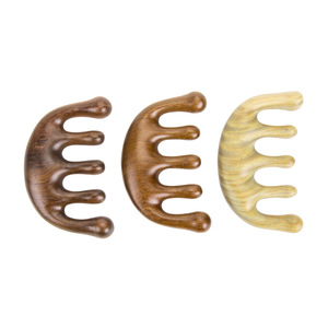 Peigne de massage à cinq doigts en bois de santal vert Ipe, 9,3x5,2x1,7 cm, masseur de cuir chevelu, soin de la tête - Product Image 2