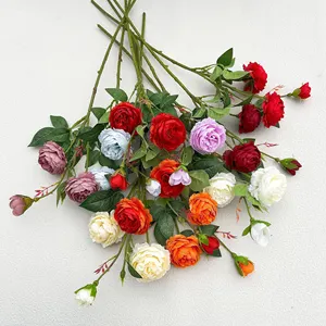 Розовые шелковые пионы, искусственные цветы, букет из 3 цветов с большой головой, недорогие цветы для домашнего свадебного украшения в помещении