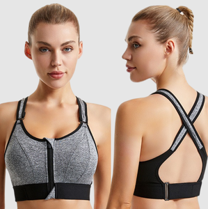 Thở cao hỗ trợ Womens sâu V cổ chéo SIP dây kéo phía trước mở lại đẩy lên Áo ngực thể thao chất lượng cao chạy áo ngực - Product Image 4