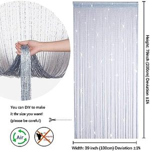 Polyester Translucent Tulle String <strong>Curtains</strong> 100x200cm <strong>Single</strong> Colour Glitter for Weddings All-Season 2-Piece Door Home Use - Product Image 2