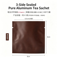 Sachet intérieur refermable à trois soudures pour thé noir, 5g, emballage portionné, petit sachet à bulles avec fermeture éclair, pour snacks et thé aux fleurs