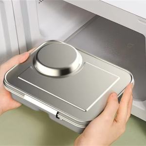 Lonchera de Acero Inoxidable 304 para el Trabajo y la Escuela, con Compartimentos para Arroz y Fruta, en Oferta - Product Image 3