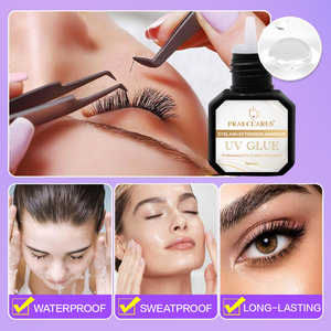 Colle à cils UV super résistante, liquide, imperméable, végane, séchage rapide, transparente, noire, violette, bleue, matériau PMMA avec étiquette privée - Product Image 5
