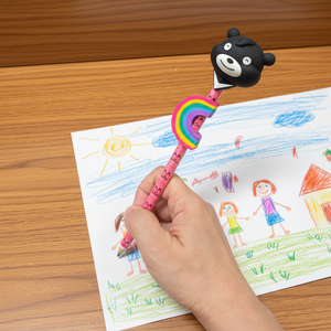 New Arrival HAUHWA HHPE03 Bear <b>Sharpener</b> Pencil Topper Glitter Pencil Barrel <b>Sharpener</b> + Eraser + Pencil Bundle for Office - Product Image 1