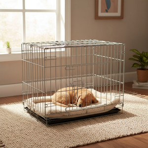 Jaula Plegable de Metal para Mascotas, Bandeja Extraíble a Prueba de Fugas, Jaula Portátil para Perros/Gatos/Conejos Pequeños |   Blanco para Viajes y Uso Doméstico - Product Image 1