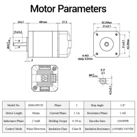 Motor paso a paso híbrido de 42 mm, 0.5 Nm, 2 fases, Nema 17, 24 V CC, de circuito cerrado con controlador integrado para impresora 3D, AGV, AMR, CNC de escritorio