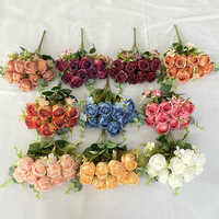 S0347 Bouquet de roses artificielles en soie à 9 têtes, idéal pour la décoration de mariage et la maison, à prix abordable