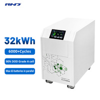 Batterie de stockage d'énergie domestique hybride LiFePO4 haute capacité 32 kWh avec BMS intelligent et communication CAN pour la sauvegarde d'énergie solaire ESS