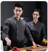 Veste de chef personnalisée pour hôtel, restaurant, café, bar, noire, unisexe, en polyester/coton tissé, uniforme de chef