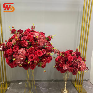 SMOOTH Vente chaude Grande composition florale en forme de boule de roses pour centres de table de mariage, boule de fleurs artificielles rouges en soie - Product Image 3