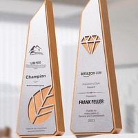 Trophée Pentagramme Personnalisable en Bois de Hêtre 2025 avec Logo Imprimable – Cadeau d'Entreprise Commémoratif pour Employés Exceptionnels