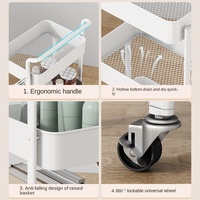 Chariot de Salon Pliable en Acier Carbone Sans Installation, Chariot de Rangement Roulant Multi-Niveaux pour Coiffure, Manucure, Tatouage et Outils