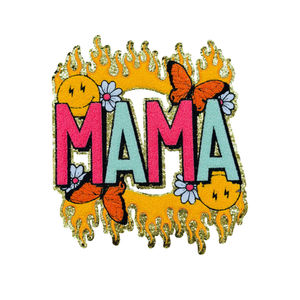 Venta al por mayor mamá letras brillo gran chenilla toalla bordado hierro en parches para ropa personalizada - Product Image 5