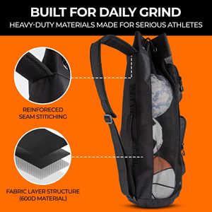 Mochila de malla resistente de 47L para equipo deportivo, con correa de hombro arqueada, cierre de cremallera, <span class=keywords><strong>bandolera</strong></span> acolchada ajustable y 3 compartimentos. - Product Image 4
