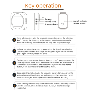 Nuovo <span class=keywords><strong>Campanello</strong></span> Intelligente Autoalimentato con Funzione di Temperatura, Controllo Remoto, per Casa e Ufficio, <span class=keywords><strong>Senza</strong></span> <span class=keywords><strong>Batteria</strong></span>, Bianco - Product Image 4