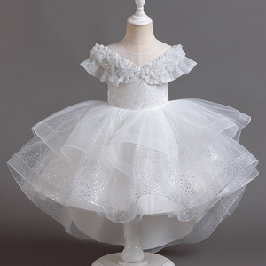 Nuovi <span class=keywords><strong>Abiti</strong></span> Lunghi da Principessa per Bambine, in Cotone Satinato di Lusso, con Lavorazione all'Uncinetto, Stampa Floreale, Linea ad A, Manica Corta, 2-12 Anni - Product Image 4